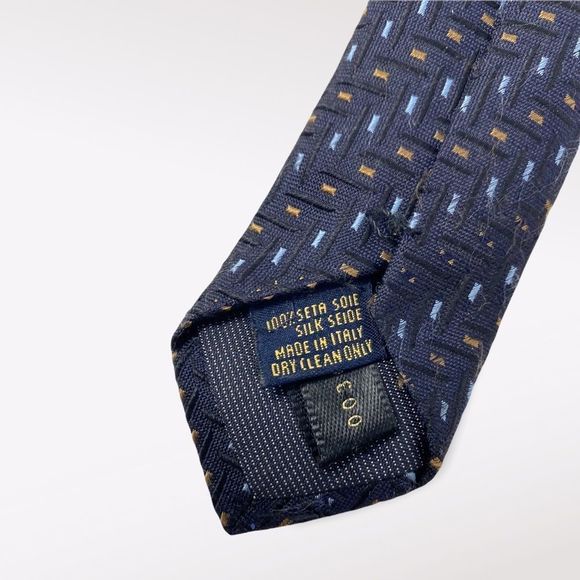 Bellissimo | Midnight Blue Patterned 100% Silk Tie - Picture 3 of 7